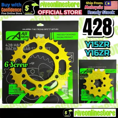 AJI RACING 428 Y15ZR Y16ZR Gold Harden Sprocket ORIGINAL FZ150 14T 15T 37T 38T 39T 42T 43T 44T 45T 46T SPOKET Y15 Y16 HD