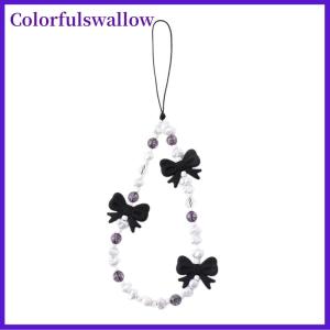 Colorfulswallow Đơn giản dễ thương Kawaii Bowknot đính cườm chuỗi điện thoại thời trang tinh tế Keychain cho phụ nữ cô gái ngọt ngào túi trang trí phụ kiện Quà Tặng