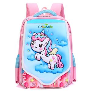 GrowSafe 2026 New 16 Inch Large Capacity 3D Spiderman Unicorn Light Spine Support School Backpack