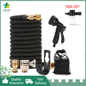 [100% Original] Magic Expanding Hose 25/50/75/100ft Flexible high Pressure Spray Gun Water gardening with solid brass hose filliting fits almost all tap water head for car wash motorcycle wash dog baths misting garden garage laundry hose
