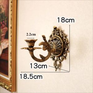 xpkQ Wall Hanging Candlestick Retro Wrought Iron Bronze Wall Decoration Candle Holder French Wall Wrought Iron Garden Decorative Hook 9Q4T2