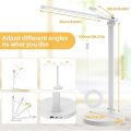 Desk Lamps for Home Office with Dual-Head LED Desk Lamp, USB Charging Port, Eye-Caring Architect Task Lamp, and 5-Level Dimming, Office Desk Accessories with Timing and 180 °   Adjustable (Black). 
