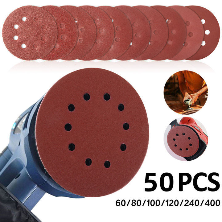 8 Hole 5 Inch Hook and Loop Sanding Discs Sandpaper for Random Orbital ...