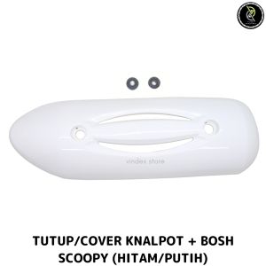 TUTUP TAMENG COVER PELINDUNG KNALPOT SCOOPY KARBU PUTIH HITAM KYT