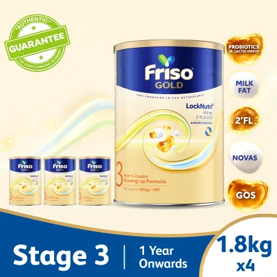[Bundle of 4] Friso Gold Stage 3 Growing-up Formula - From 1-3 years (1.8kg)