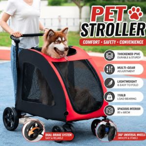 【SG Stock】Pet Stroller For Dogs And Cats Lightweight Separate Breathable Cage Convenient Hand Push Cart Travel Outdoors Transport