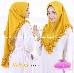 Khimar Mini Selvia Gotik. Kunyit / Jilbab Khimar / Jilbabers / Jilbab Motif / Busana Muslim