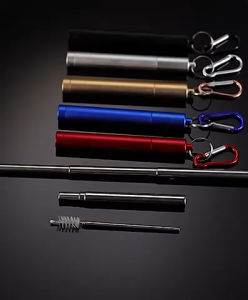 Stainless Steel Collapsible Straw Telescopic Drinking Straw Reusable Straw Collapsible Straw Metal Travel Portable Straw
