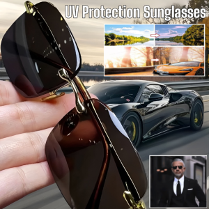 Mens Polarized Sunglasses UV400 Rimless Driving Fishing Crystal Graphite Sunglasses