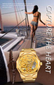 Forsining นาฬิกาอัตโนมัติแฟชั่นหรูหราของผู้ชายนาฬิกาผู้ชายหน้าปัดเพชรลายฉลุกลไกทําจากสเตนเลสสตีลของขวัญสําหรับผู้ชาย