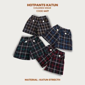 Celana Pendek Anak Perempuan HotPants Katun MotifKotak Kancing Depan Usia 2-13 Tahun Nomenakids 4417