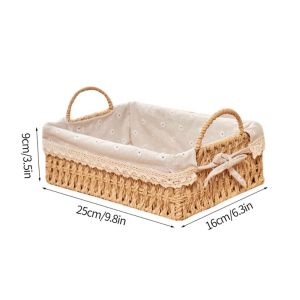 MINIFELE 262 Imitation Rattan Rattan Storage Baskets Home Decoration Vegetable Fruit Hand-woven Baskets Multi-Purpose Desktop Sundries Organizer