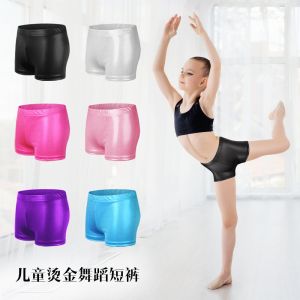 Girls Gymnastic Shorts Glitter Ballet Dance Shorts Metallic Spandex Shorts for Kid Girls