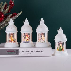 ORIGE HOUSE Christmas Tree Christmas Wind Lamp Santa Candlestick Christmas Castle Lantern Classical Glowing Santa Hanging Lamp Home Decoration