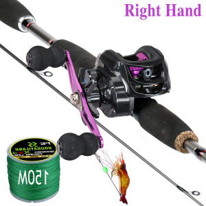 Sougayilang pancing 1set lengkap kuat Set Tongkat & Gulungan Pancing 1.8m 2.1m 2 Bagian Casting Tongkat Pancing dan 18+1 BB/19+1 BB 7.2:1 Rasio Gear Rem Magnetik Ungu Baitcasting Reel Memancing Baris Lure Combo Set