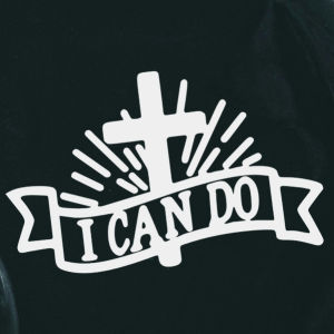 Cross With I Can Do Text Sticker for Motorcycle Decals Waterproof Sticker Religious Decal for Motor