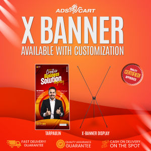ADS X Stand Banner (2.78ft x 6.56ft) l Promotional Banner Sizes| Tarpaulin Banner Stand.