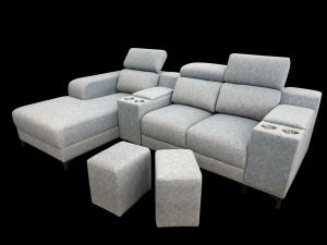 Velvet Ergonomic L-Shaped Sofa with Adjustable Headrest | 3 Seater High-Quality Home Furniture