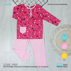 Setelan Piyama Baju Tidur Anak Perempuan CMGKIDS Katun Combed