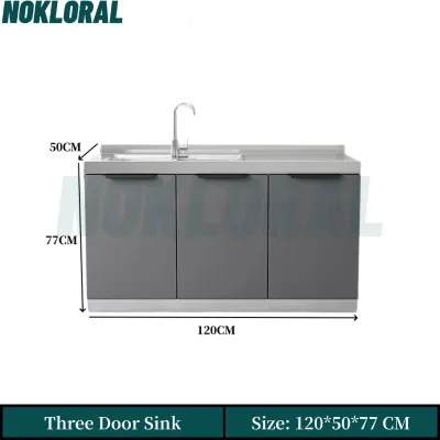 NOKLORAL Stainless Steel Kitchen Cabinet Sink Cabinet Gas Stove Cabinet Cabinet Combined Storage Kitchen Set