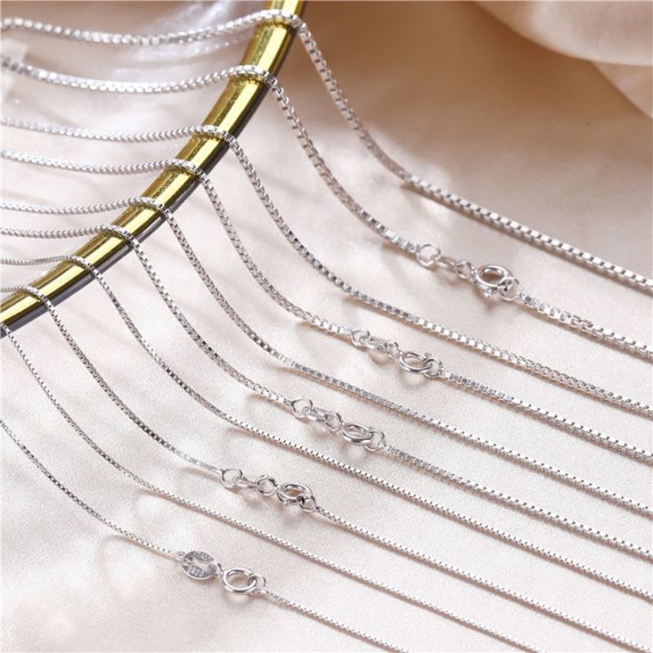 【In Stock】925 sterling silver Necklace Simple Box Chain Different Width  /length Necklace Women Jewelry Gift Lazada PH - Main Image