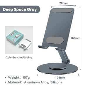 Lemorele 360° Rotation Phone Stand Aluminum Alloy Foldable Mobile Handphone Ipad Tablet Table Holder