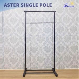 COD SHENAR Stand Hanger Single Rak Baju Dekorasi Rumah Tangga Gantungan Baju Dengan 4roda Hitam