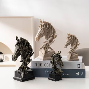 MMLUCK Art Horse Head Statue Modern Resin Miniatures Figurine  Ornament Nordic Style Animal Sculpture Cabinet