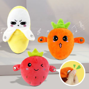 Cute Strawberry Banana Carrot Fun Plush Fruits Induction Music Muppet Gift Children Interactive Baby Toy Electric Metronome