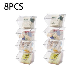 8PC Clear Organizer Box Plastic Fliptop Lid Desktop Bin Stackable Organizer Coffee Candy Packet Holder Container Box Food Storage Box MH Kitchen Utensils Sari Sari Store Needs
