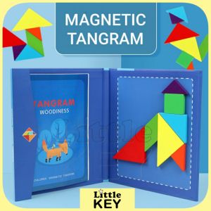 Wooden Magnetic Tangram Children Puzzles Wood Puzzle Montessori Early Education Toy 七巧板 儿童拼图