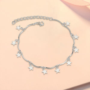 OR🧸 Gelang Fashion Wanita Korea Bentuk Hati Rantai Bintang Dan Liontin Bunga Perhiasan Perak Murni 925 COD