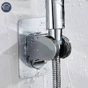 Cheer Life Adjustable Plastic+Plating Holder Self-adhesive Handheld No Suction up Holder Wall Mounted Bathroom Shower Holder Bracket