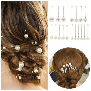 KODUS 18Pcs/Set พับเก็บได้ กิ๊บติดผมเจ้าสาวประดับมุก สง่างามเรียบหรู หัวคู่ กิ๊บติดผมแต่งงาน เครื่องมือออกแบบทรงผม หวานหวานแหววว เครื่องประดับผมเจ้าสาว สำหรับงานแต่งงานงานปาร์ตี้