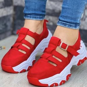 [Free Shipping] Casual Sneakers Flat-Soled Round-Toe In Stock With Buckle Closure Suitable For Spring And Autumn Low-Top Available In Large Sizes WomenS New Style Thick-Soled Sandals