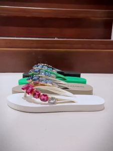 Square Rhinestone Flip-Flops Non-Slip Square-Toe Flat Sandals Square Rhinestone Solid Color Beach Shoes
