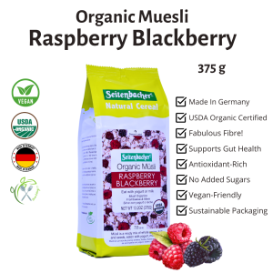 Seitenbacher Organic Muesli | Raspberry Blackberry Cashew Almonds | Best from Germany