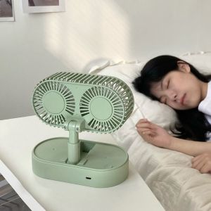 ESFDGL Folding  Small Fan Dual Motor Telescopic Electric Fan USB Rechargeable Mini Table Fan Summer Gift