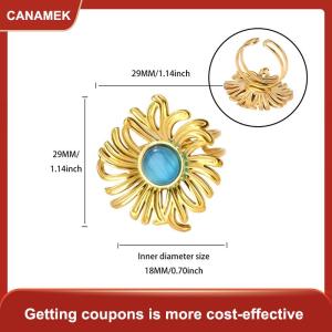 【CANAMEK】 Phổ biến bướm nhẫn cho phụ nữ vàng màu thép không gỉ hình học mở ngón đeo nhẫn thẩm mỹ cưới giáng sinh đồ trang sức