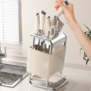 ETIONS Anti-slip Stainless Steel Holder Space Saving Stable Countertop Holder Modern Large Capacity Chopstick Bucket for Home