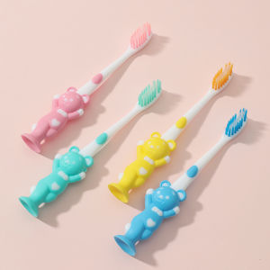 NK 4pcs Kids Toothbrush with Dust Cover Soft Brush Cartoon Shape Children Toothbrush