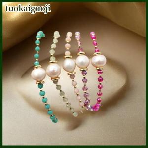 tuokaiguoji Mặt pha lê đính cườm Vòng đeo tay cho phụ nữ thời trang ngọc trai tự nhiên Vòng tay trang sức pulseras Femme Y2K phụ kiện