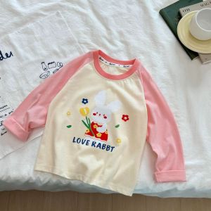 เสื้อยืดเด็กผู้ชายฝ้ายผ้าฝ้ายเสื้อแขนยาวแขนยาวผู้หญิงเสื้อผ้าฝ้ายคอกลมผ้าฝ้ายเสื้อคอกลม