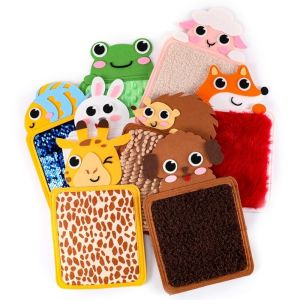 VERIDIAI 8pcs Sensory Hand-eye Cognitive Felt Mats Touchable 3D Animal Textures Training Touch Pad Interactive Toys Early Enlightenment Montessori Learning Toys Toddler Toys