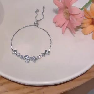 As Pita Gelang celet Manis Sederhana Busur Gelang Kristal Perak Gelang Akses Perhiasan Alloy Paduan Kristal [s]