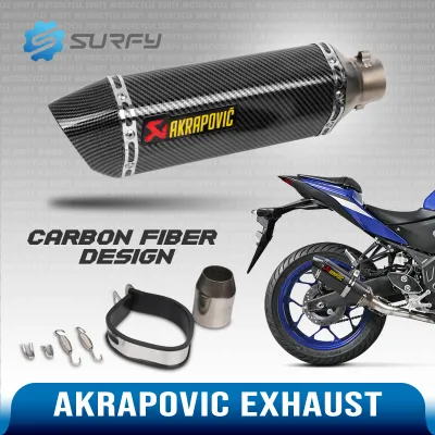 Akrapovic Muffler 38-51mm Universal Motorcycle Carbon Fiber Type Exhaust Weldless w/ Removable Silencer