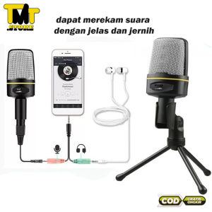 Microphone Condenser Perekam Suara Youtuber Mic Podcast USB Mikrofon 3.5 mm with Stand
