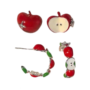 Classical Apples Design Studs Earrings in Premium Alloy Featuring Dazzling Zircon Stones for Everyday Elegances