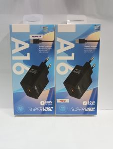 Charger Op A16 80W Fast Charging Full Black Power Adapter Super Vooc Quick Charge3.0