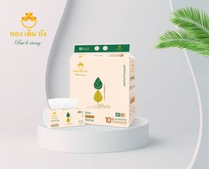 ทิชชู่ทองเต็มถังหนา5ชั้น ในหนึ่งแผ่น แผ่นเดียวเอาอยู่คุณภาพดีทำจากเยื่อไม้บริสุทธิ์ 1หิ้ว 10ห่อ ขนาดXLใหญ่ๆ